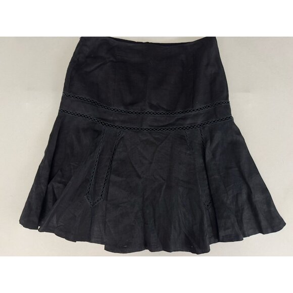 LAUREN Ralph Lauren Black Linen Skirt Cutout Detail Sz 8 - Picture 4 of 7